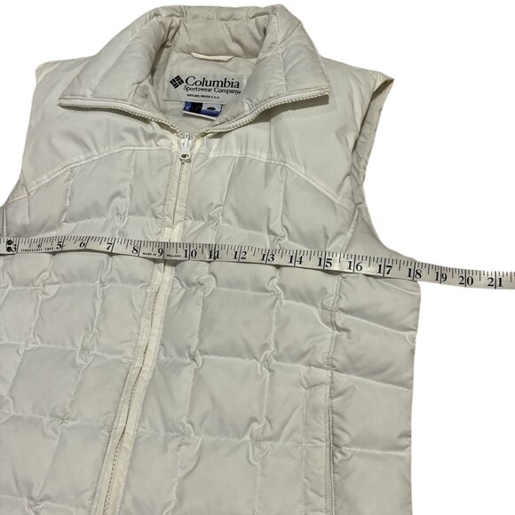 COLUMBIA Womens White Down Vest Size Small Zip Up 2 Pockets Quilted - Picture 11 of 12